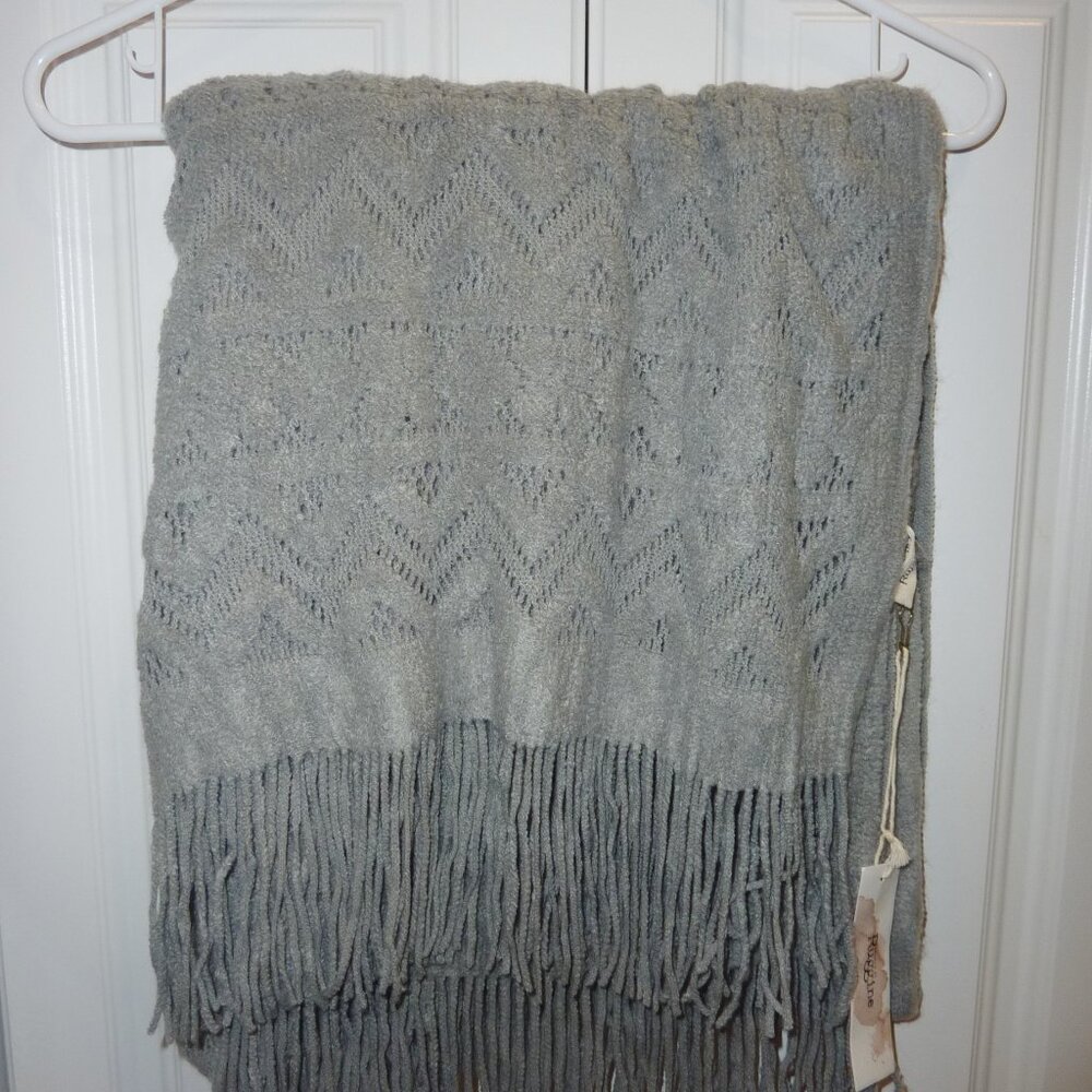 NWT Ruggine Grey Long Scarf or Shawl With Decorative Fringe - Ladies One Size
